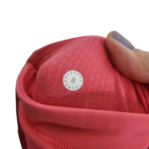 LULULEMON Pants Womens 8 Coral Pink On Pace Crop 21" Cropped Leggings Mesh - Picture 8 of 8